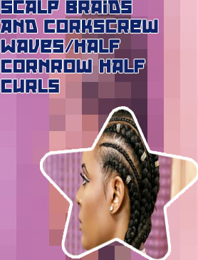Half cornrow half curly weave