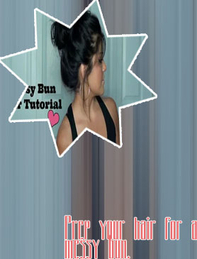 Messy bun for long thick hair